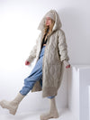 Aria Maxi Oversize Quilted hooded jacket Beige