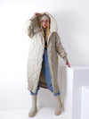 Aria Maxi Oversize Quilted hooded jacket Beige