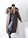 Aria Maxi Oversize Quilted hooded jacket Brown