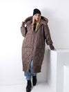 Aria Maxi Oversize Quilted hooded jacket Brown