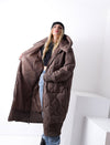 Aria Maxi Oversize Quilted hooded jacket Brown