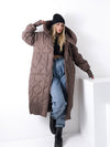 Aria Maxi Oversize Quilted hooded jacket Brown