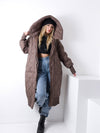 Aria Maxi Oversize Quilted hooded jacket Brown