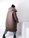 Aria Maxi Oversize Quilted hooded jacket Brown