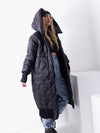 Aria Maxi Oversize Quilted hooded jacket Black