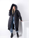 Aria Maxi Oversize Quilted hooded jacket Black