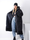 Aria Maxi Oversize Quilted hooded jacket Black