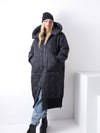 Aria Maxi Oversize Quilted hooded jacket Black