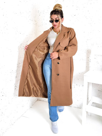 Cassie Camel double breasted coat
