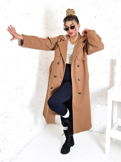 Cassie Camel double breasted coat