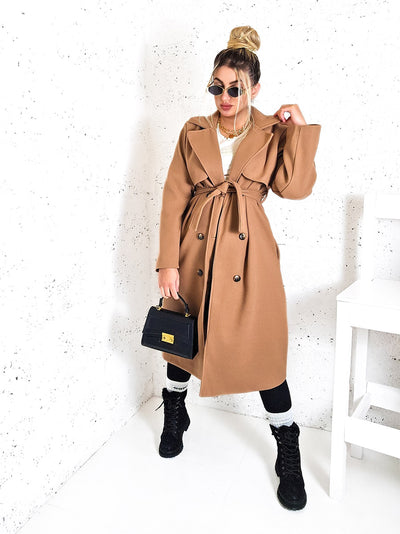 Cassie Camel double breasted coat