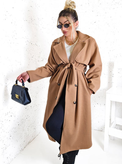 Cassie Camel double breasted coat