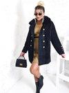 Emily Golden button coat Black