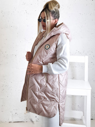 Sarah Blush hooded quilted gilet
