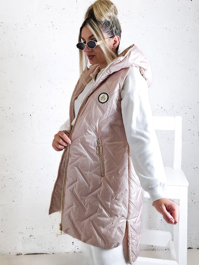 Sarah Blush hooded quilted gilet