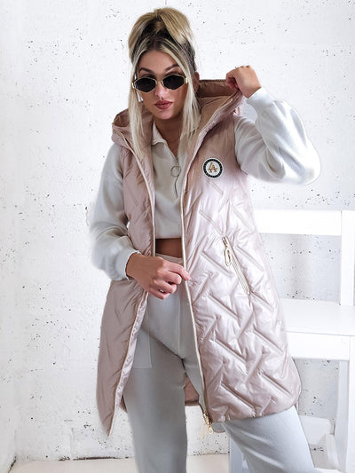 Sarah Blush hooded quilted gilet