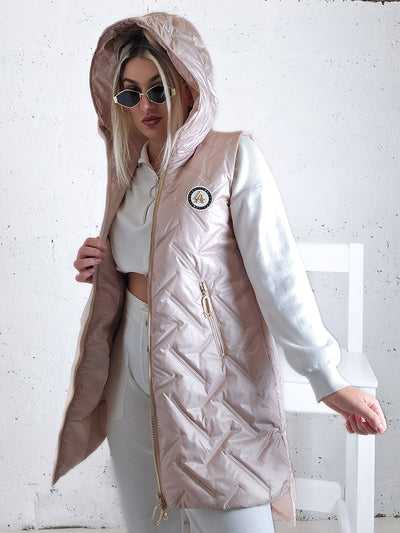 Sarah Blush hooded quilted gilet