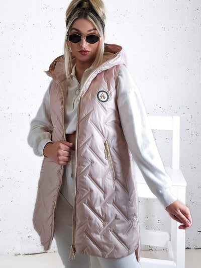 Sarah Blush hooded quilted gilet