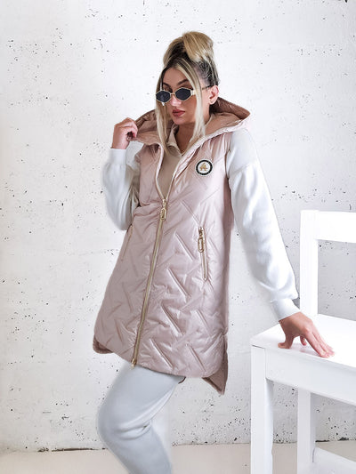Sarah Blush hooded quilted gilet