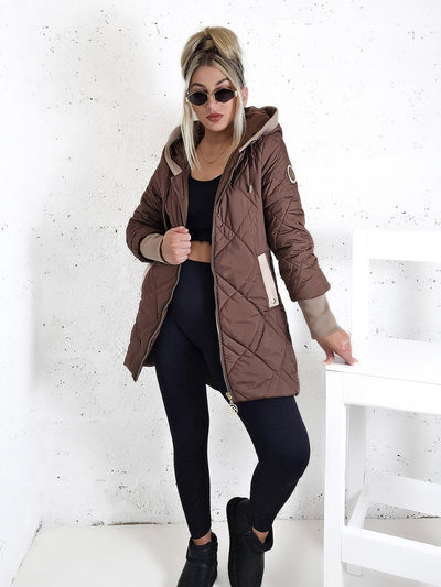 Emily hooded quilted coat Brown