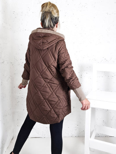 Emily hooded quilted coat Brown