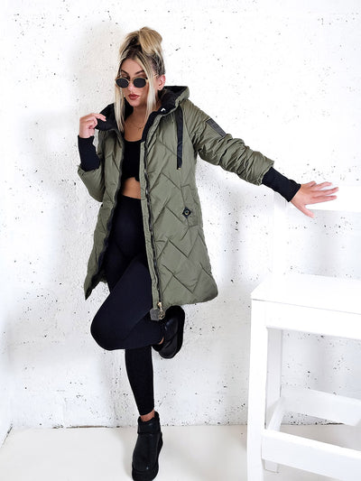 Darcy hooded quilted coat Khaki