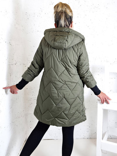 Darcy hooded quilted coat Khaki
