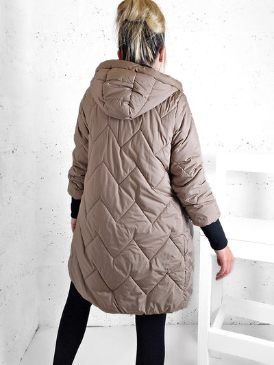 Darcy hooded quilted coat Beige