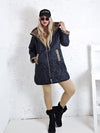 Leo Oversize Quilted hooded jacket Black