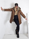 Leo Oversize Quilted hooded jacket Brown