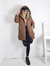 Leo Oversize Quilted hooded jacket Brown