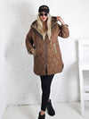 Leo Oversize Quilted hooded jacket Brown