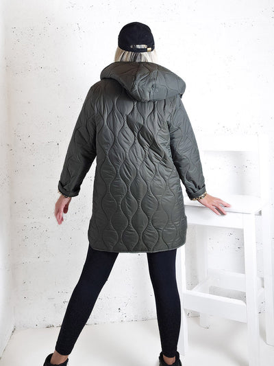 Leo Oversize Quilted hooded jacket Khaki