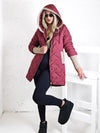 Tracey hooded quilted coat Burgundy