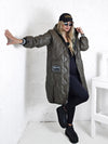 Sara Oversize Quilted hooded jacket Khaki