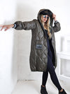 Sara Oversize Quilted hooded jacket Khaki