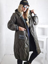 Sara Oversize Quilted hooded jacket Khaki