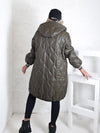 Sara Oversize Quilted hooded jacket Khaki