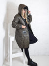 Sara Oversize Quilted hooded jacket Khaki
