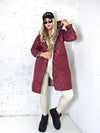 Leo Oversize Quilted hooded jacket Burgundy
