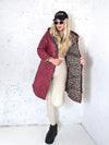 Leo Oversize Quilted hooded jacket Burgundy