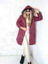 Leo Oversize Quilted hooded jacket Burgundy