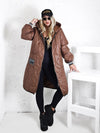 Sara Oversize Quilted hooded jacket Brown