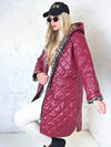 Leo Oversize Quilted hooded jacket Burgundy