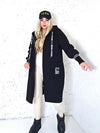Lara Black hooded Longline coat