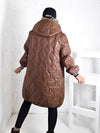 Sara Oversize Quilted hooded jacket Brown