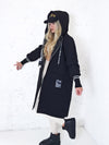 Lara Black hooded Longline coat
