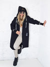 Lara Black hooded Longline coat