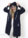 Lara Black hooded Longline coat