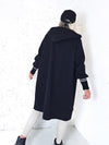 Lara Black hooded Longline coat